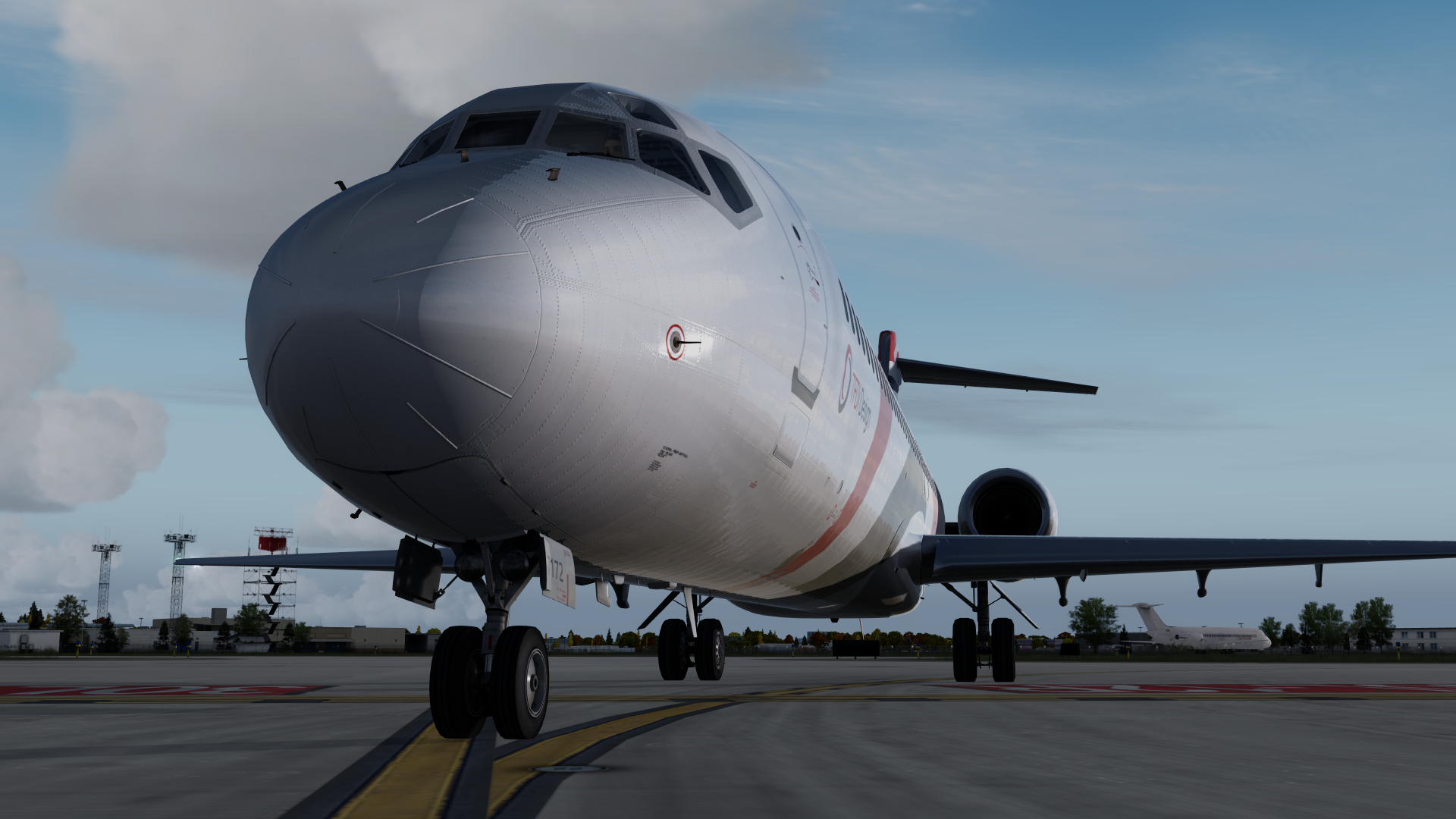 A front perspective while the aircraft is taxiing