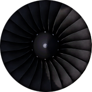 A circle image of the aircraft's engine blades