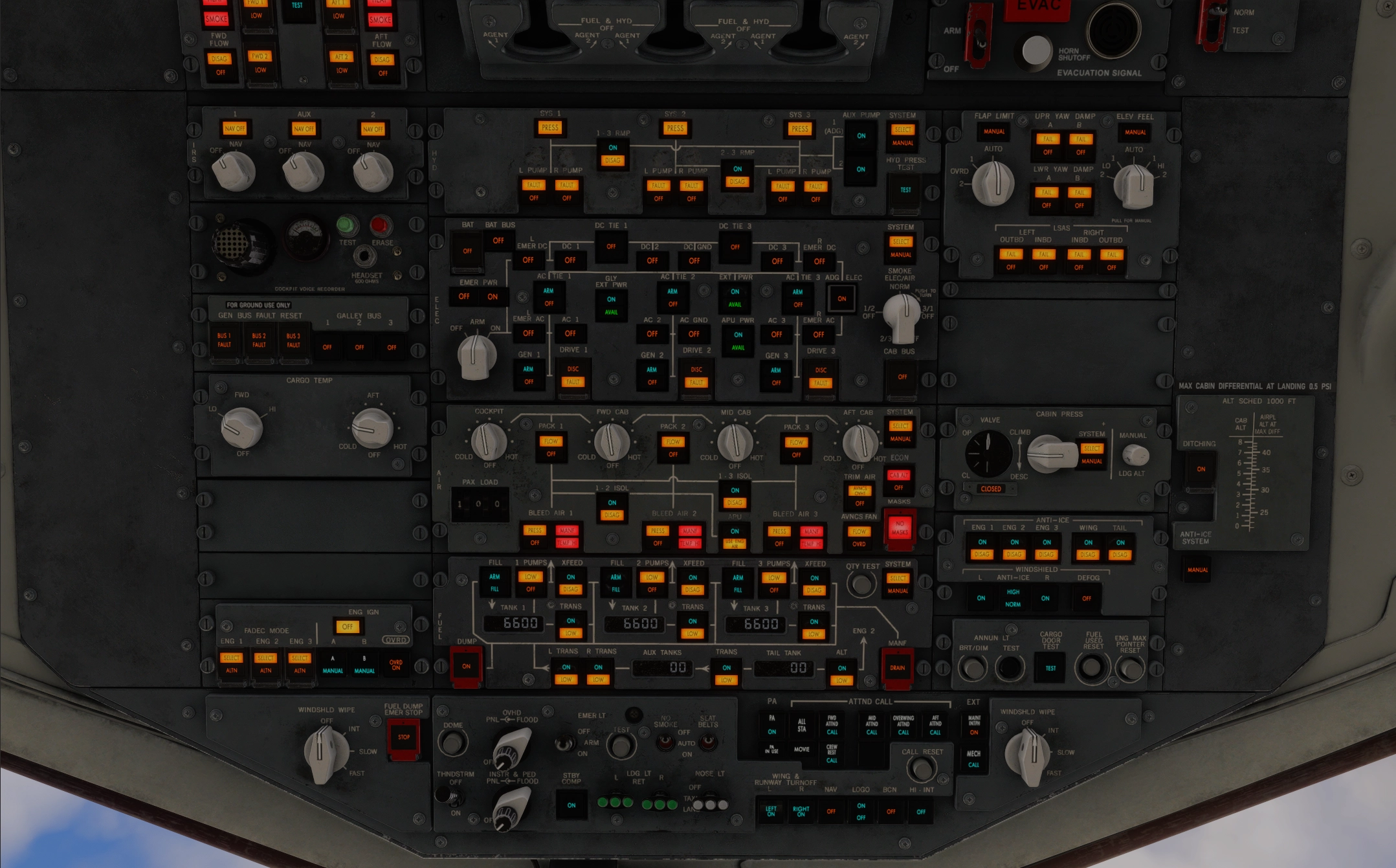 MD-11 Overhead Panel - Complete Systems Control