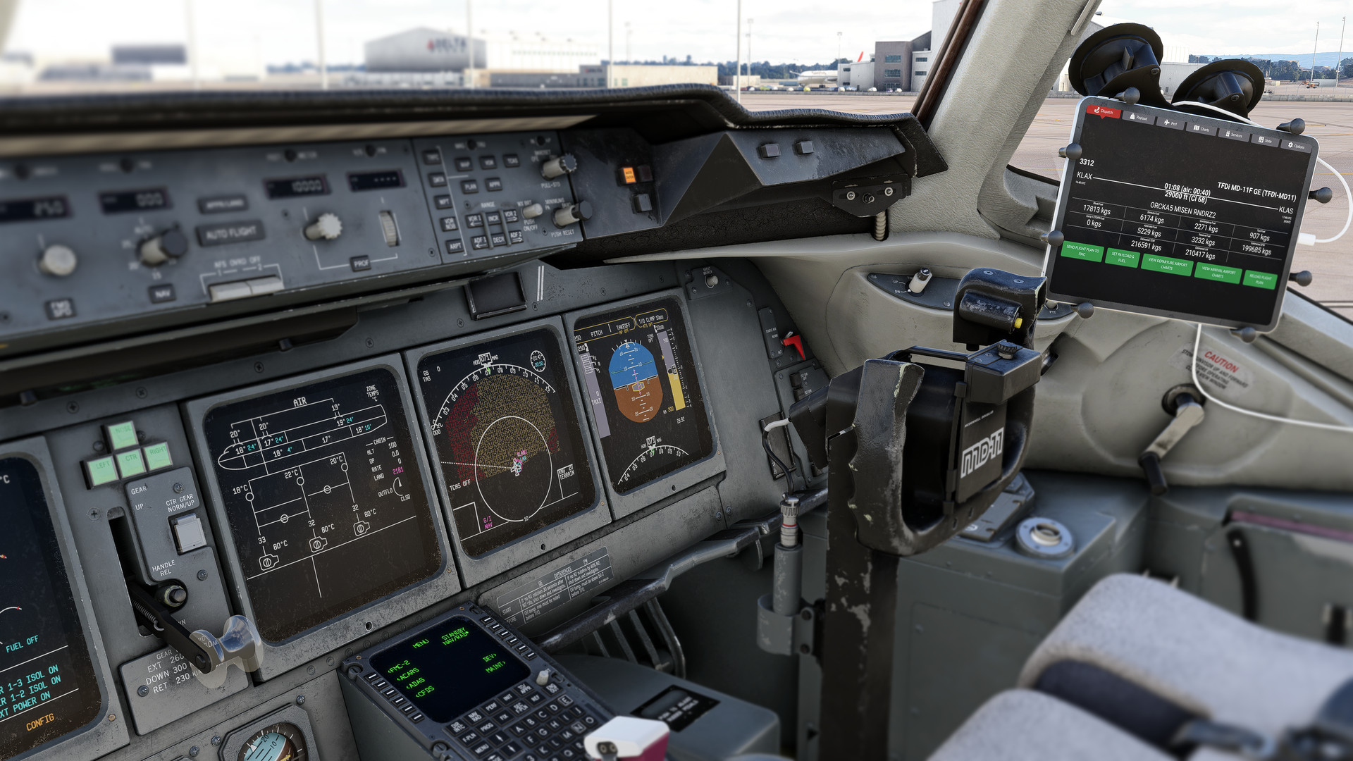 A close up photo of the MD-11 displays